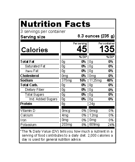 beef nutrition label